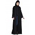 Front-open abaya with embroidery work- Black Front-open abaya with embroidery work- Black